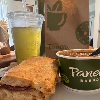 Panera Bread - Frontega, cup of chili and green tea - Sandwiches Near Me - West Melbourne, Florida Panera Bread - Frontega, cup of chili and green tea - Sandwiches Near Me - West Melbourne, Florida