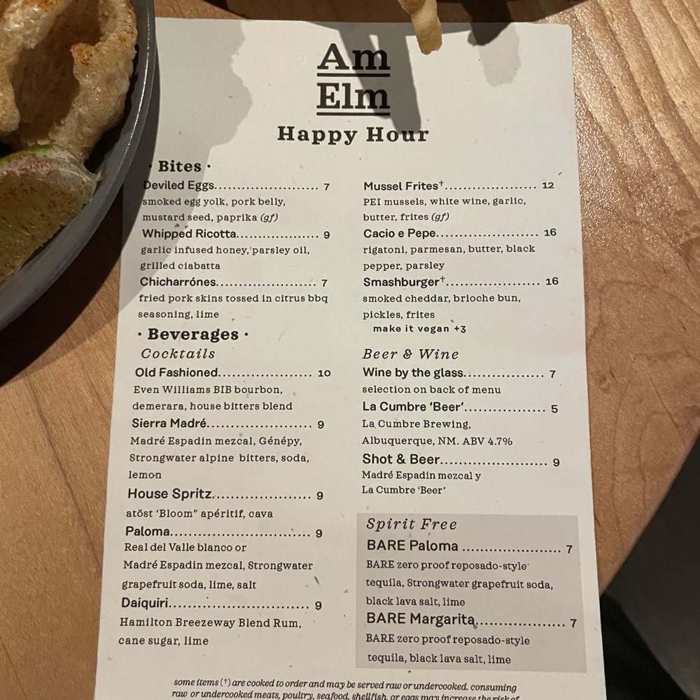 American Elm - happy hour menu - New American Near Me - Denver, Colorado American Elm - happy hour menu - New American Near Me - Denver, Colorado