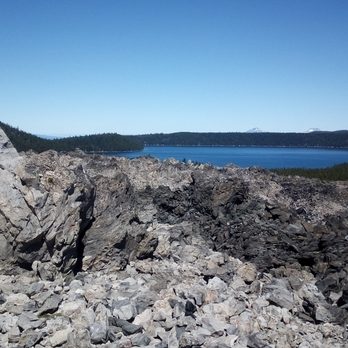Big Obsidian Flow - A view of Paulina Lake from the obsidian flow. - Hiking Near Me - La Pine, Oregon Big Obsidian Flow - A view of Paulina Lake from the obsidian flow. - Hiking Near Me - La Pine, Oregon