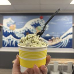 Scoop of mint fudge ice cream Scoop of mint fudge ice cream
