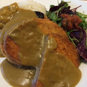 Wagamama - Deep fried vegetables with curry sauce, rice & side salad (yasai katsu curry) - Asian Fusion Near Me - Belfast, BFS