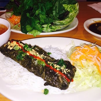 Saigon One Pho - Bo Cuon la nho. Grape leaves wrapped minced beef lemongrass grilled yummy - Vietnamese Near Me - Virginia Beach, Virginia Saigon One Pho - Bo Cuon la nho. Grape leaves wrapped minced beef lemongrass grilled yummy - Vietnamese Near Me - Virginia Beach, Virginia