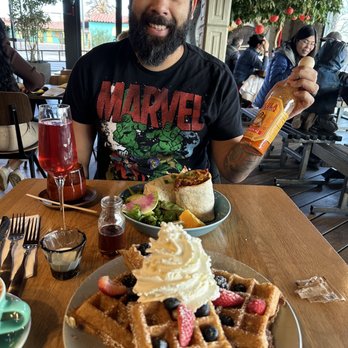 PublicUs - Belgian Waffle with Fresh Berries and cream and Breakfast Burrito. - Coffee & Tea Near Me - Las Vegas, Nevada PublicUs - Belgian Waffle with Fresh Berries and cream and Breakfast Burrito. - Coffee & Tea Near Me - Las Vegas, Nevada