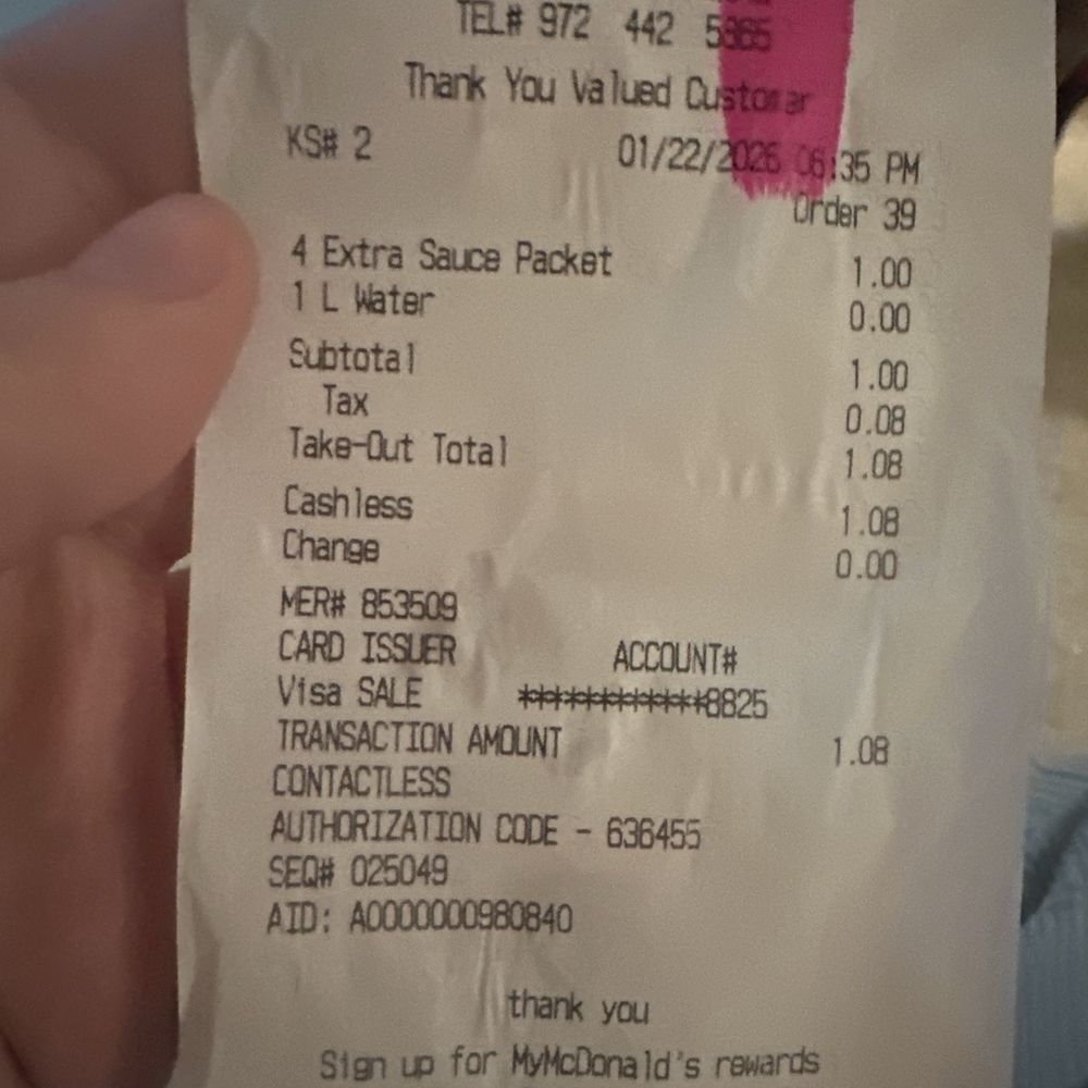 McDonald's - Receipt incorrectly priced - Fast Food Near Me - Wylie, Texas McDonald's - Receipt incorrectly priced - Fast Food Near Me - Wylie, Texas