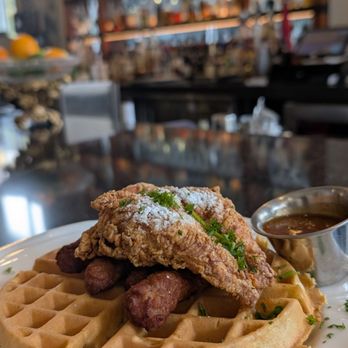 By George Restaurant & Bar - chicken & sweet potato waffle // by George * Downtown, ATL - American Near Me - Atlanta, Georgia By George Restaurant & Bar - chicken & sweet potato waffle // by George * Downtown, ATL - American Near Me - Atlanta, Georgia