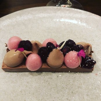 Senia - Amazing dessert with pomegranate, lychee & chocolate - Cocktail Bars Near Me - Honolulu, Hawaii