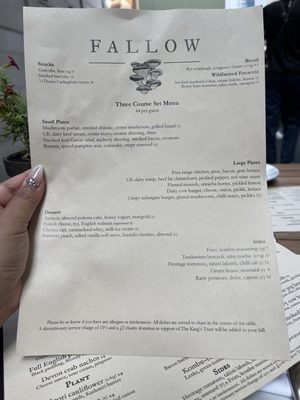 Menu photo 1 Fallow London, XGL Menu photo 1 Fallow London, XGL