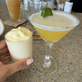 Monkeypod Kitchen - Lilikoi martini with pineapple foam on the side - Tacos Near Me - Honolulu, Hawaii
