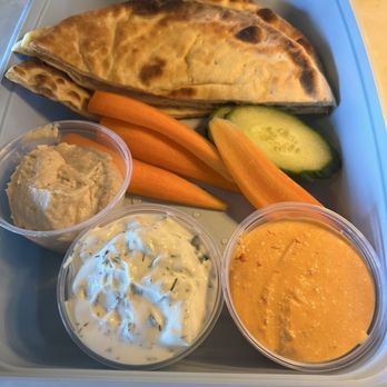 Ana Blu - Pita and dips (hummus, tzatziki and spicy feta) - Pizza Near Me - Williamsville, New York Ana Blu - Pita and dips (hummus, tzatziki and spicy feta) - Pizza Near Me - Williamsville, New York