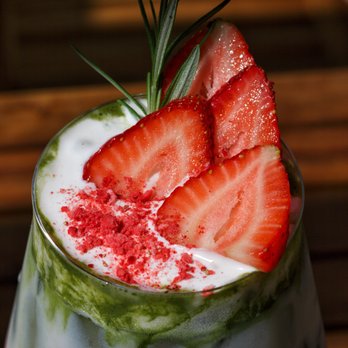 N' Beyond Tea - glass of yogurt with strawberries on top - Coffee & Tea Near Me - Alhambra, California N' Beyond Tea - glass of yogurt with strawberries on top - Coffee & Tea Near Me - Alhambra, California