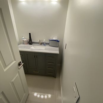 Encino Man - Powder Room remodel. New tile, vanity, toilet, with mirror on order. - Handyman Near Me Encino Man - Powder Room remodel. New tile, vanity, toilet, with mirror on order. - Handyman Near Me