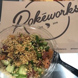 Pokeworks - Hawaiian classic with ahi and salmon over brown rice