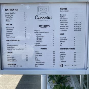Cassetta - Menu outside - Coffee & Tea Near Me - Beverly Hills, California