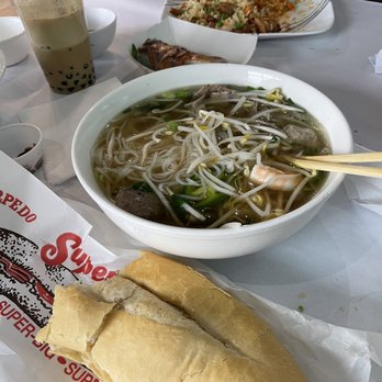 Tasty 160 - Traditional Pork Bahn Mi and the meat ball/sirloin Pho. Awesome. - Vietnamese Near Me - Midland, Texas