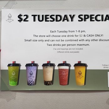 Liquid Tea Bar - Tuesday Special - Bubble Tea Near Me - San Bernardino, California Liquid Tea Bar - Tuesday Special - Bubble Tea Near Me - San Bernardino, California