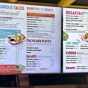 Fuzzy's Taco Shop - Menu board - Tacos Near Me - Windsor, Colorado