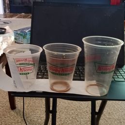 Small, medium, and large cold coffee sizes. Small, medium, and large cold coffee sizes.