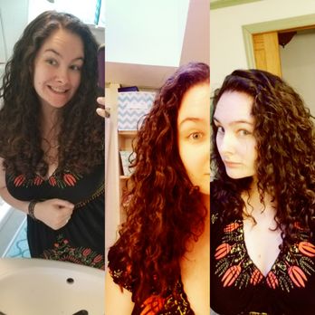 Innovations Hair Salon - Picture on the left is before when curls were frizzed out and unhappy. Monolo individualized and shaped my hair so that it falls nicely. - Hair Salons Near Me - Albany, New York