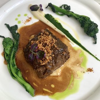 Le Jardinier - Short Rib, Parsnip, Watercress & Wasabi Coulis, Rapini - French Near Me - Miami, Florida Le Jardinier - Short Rib, Parsnip, Watercress & Wasabi Coulis, Rapini - French Near Me - Miami, Florida