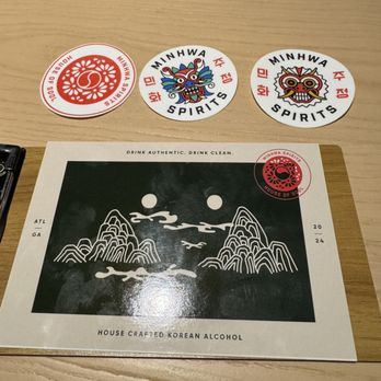 Minhwa Spirits - Great swag and designs for the bill delivery with some stickers - Coffee & Tea Near Me - Doraville, Georgia