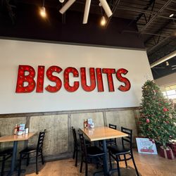 The Big Biscuit - Midwest City - Side dining area with Christmas tree