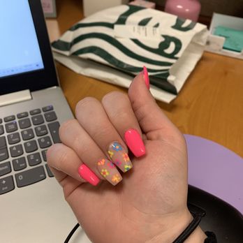 Pink and White Nails - love the bright colors!! - Nail Salons Near Me - Hayward, California Pink and White Nails - love the bright colors!! - Nail Salons Near Me - Hayward, California
