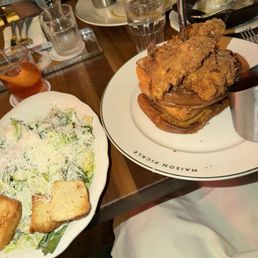 Caesar Salad and Hot Honey Chicken 'N' Toast Caesar Salad and Hot Honey Chicken 'N' Toast