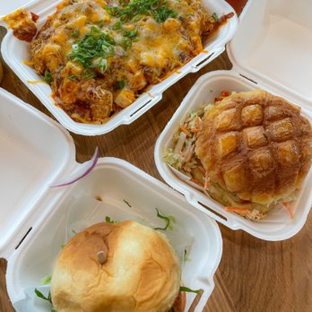 Bopomofo Cafe - mapo tots, honey walnut shrimp burger, spicy taiwanese chicken sandwich - Bubble Tea Near Me - Artesia, California Bopomofo Cafe - mapo tots, honey walnut shrimp burger, spicy taiwanese chicken sandwich - Bubble Tea Near Me - Artesia, California