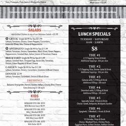 Current menu and prices.
