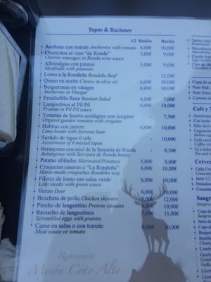 Menu photo 3 Mesón El Coto Alto Ronda, MA