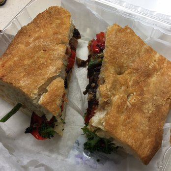 Colangelo's Bakery - Vegetable Muffuletta on their homemade ciabatta bread. - Bakeries Near Me - Pittsburgh, Pennsylvania Colangelo's Bakery - Vegetable Muffuletta on their homemade ciabatta bread. - Bakeries Near Me - Pittsburgh, Pennsylvania