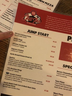 Menu photo 1 Fill Inn Station Chippewa Falls, WI