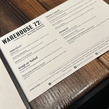 Warehouse 72 - Monthly menu for June 2023 - New American Near Me - Houston, Texas Warehouse 72 - Monthly menu for June 2023 - New American Near Me - Houston, Texas