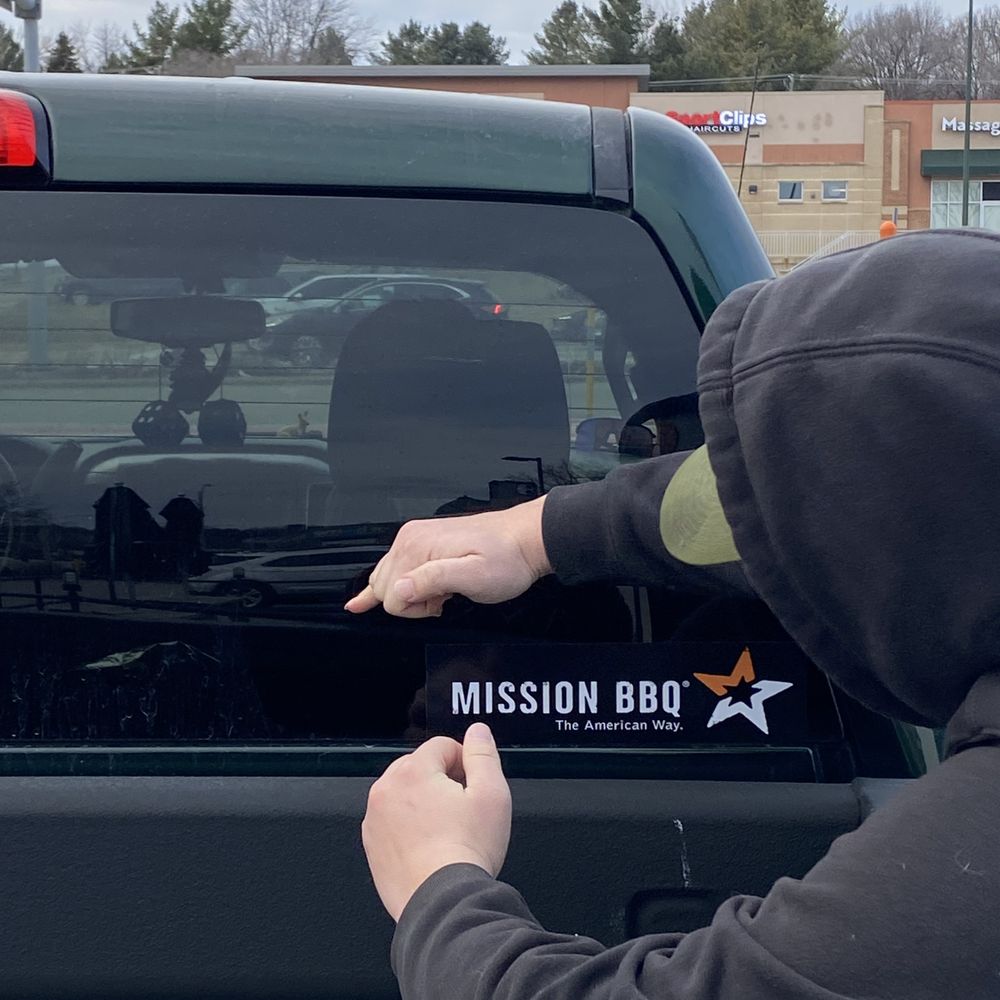 Mission BBQ decal on the truck Mission BBQ decal on the truck