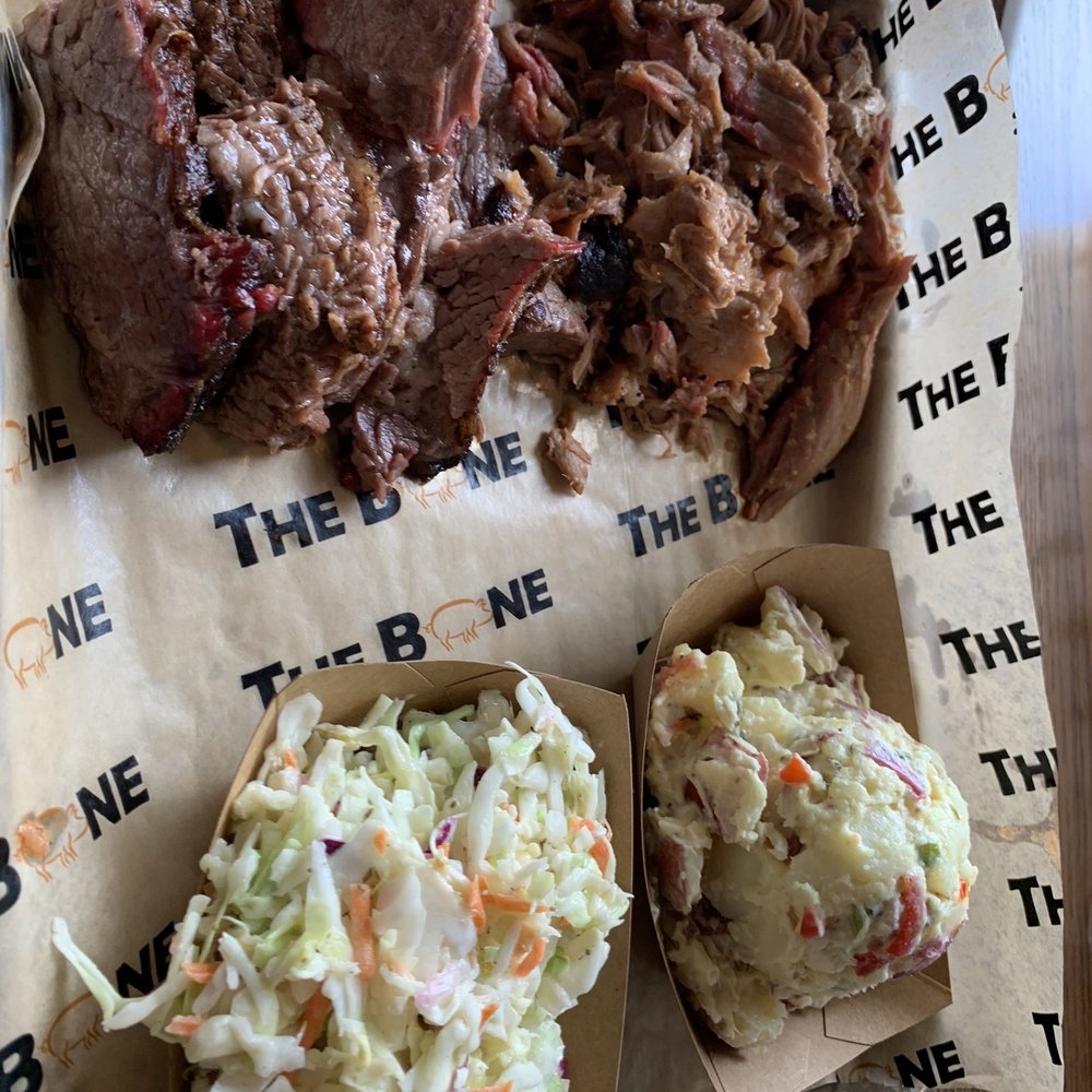 The Bone - Brisket, pulled pork, coleslaw, and potato salad - Barbeque Near Me - Gainesville, Virginia