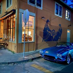 The Spinster Sisters - I love the large windows looking on to A Street. (Not my car, but wish it was).