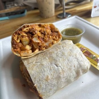 Intazza Coffee Mug & Grub - The Works burrito with soyrizo - Coffee & Tea Near Me - San Diego, California Intazza Coffee Mug & Grub - The Works burrito with soyrizo - Coffee & Tea Near Me - San Diego, California