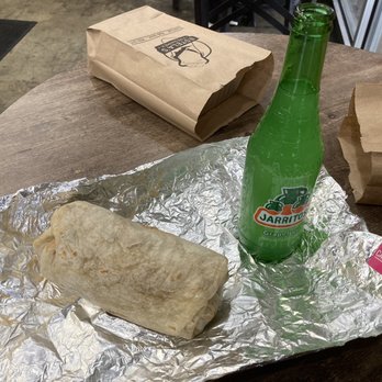 Estela's Fresh Mex - My Carnitas (Pork) burrito and Jarritos grapefruit soda... - Mexican Near Me - Coralville, Iowa Estela's Fresh Mex - My Carnitas (Pork) burrito and Jarritos grapefruit soda... - Mexican Near Me - Coralville, Iowa
