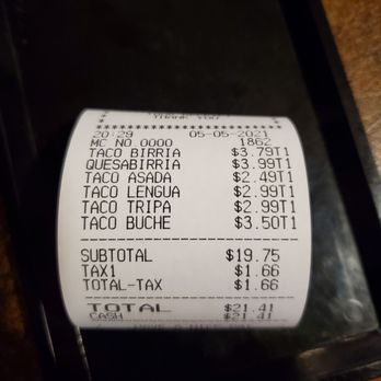 Birria - Bite - A receipt from a meal for one - Mexican Near Me - Las Vegas, Nevada Birria - Bite - A receipt from a meal for one - Mexican Near Me - Las Vegas, Nevada