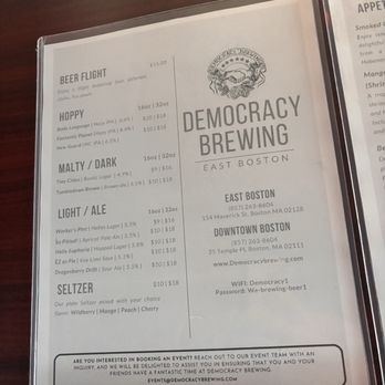 Democracy Brewing - Drink menu - Breweries Near Me - Boston, Massachusetts
