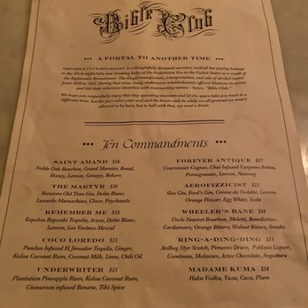 Bible Club - Menu - Speakeasies Near Me - Portland, Oregon