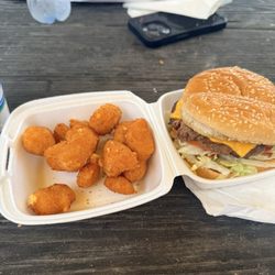 The Albatross Drive-In - Cheese curds and cheeseburger