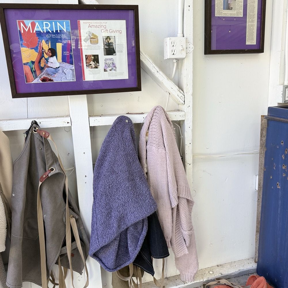 Point Reyes Lavender - Coat rack and Marin Magazine feature inside the Lavender barn - Cosmetics & Beauty Supply Near Me - Point Reyes Station, California Point Reyes Lavender - Coat rack and Marin Magazine feature inside the Lavender barn - Cosmetics & Beauty Supply Near Me - Point Reyes Station, California