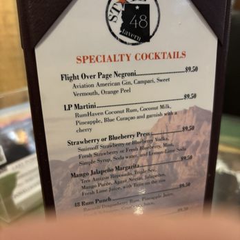 State 48 Tavern - Specialty cocktail menu - Sports Bars Near Me - Page, Arizona