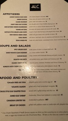 Menu photo 4 ALC Steaks Austin, TX