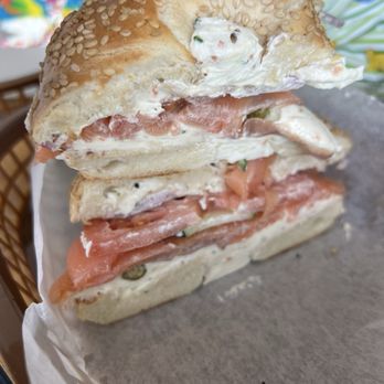 Holey Moley - Lox on sesame with veggie cream cheese - Sandwiches Near Me - Atlantic Beach, Florida