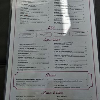 Saffron - Menu 2025 July - Indian Near Me - San Carlos, California