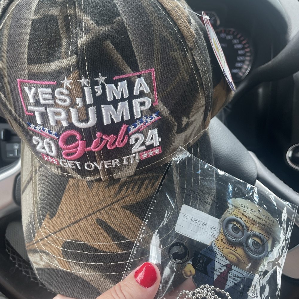 Trump girl hat and Trump Minion key chain Trump girl hat and Trump Minion key chain
