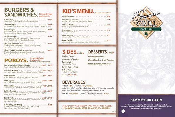 Menu photo 1 Sammy's Grill Baton Rouge, LA Menu photo 1 Sammy's Grill Baton Rouge, LA