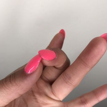 Kitty Nails And Spa - Area where the color coating wasn't applied well that you can see some discoloring... LOVE the thin acrylic. - Nail Salons Near Me - Chino Hills, California